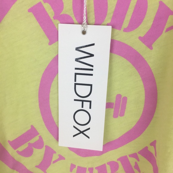 WILDFOX | Yellow Pink Workout Tee - H9 - Picture 5 of 6